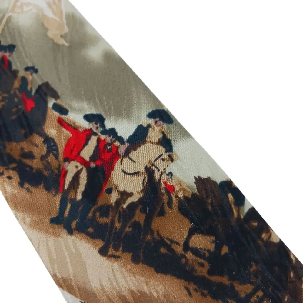 Museum Artifacts Silk Neck Tie Washington Crossing The Delaware Cream Color Base